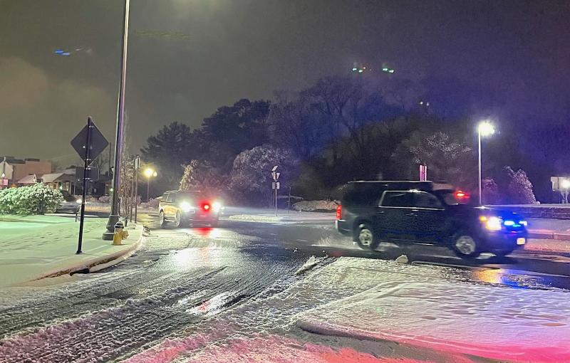 The presidential motorcade passes through the Rehoboth Beach traffic circle Friday night on its way to North Shores. SUBMITTED PHOTO